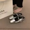 Sandalias de Tacón Grueso Estilo Francés Plata Baotou Elegante Estilo Coreano Primavera y Verano Medias Zapatillas Ropa Exterior de Verano para Mujer Nuevo Estilo de Noche Zapatos de Salón