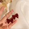 Pendientes de botón con lazo festivo de terciopelo rojo para mujer, pendientes elegantes y dulces con forma de flor y borla larga, pendientes de otoño e invierno