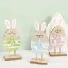 Decoraciones de Conejo de Pascua Adorables Adornos de Conejo de Madera de Pie Decoración de Mesa