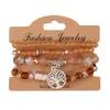 Pulsera de múltiples capas retro bohemia con cuentas del árbol de la vida para mujer, conjunto de pulseras DIY moderno y personalizado