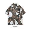 Camisa Floral Vintage Vintage de Colarinho Cubano para Homens e Mulheres Solta Estilo Hong Kong Havaiana Casal Praia Manga Curta