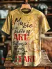 Nova estampa de padrão de jazz abstrato transfronteiriço em camiseta masculina de gola redonda, manga curta, impressão digital 3D, secagem rápida, disponível para atacado a partir de uma peça