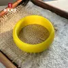 Pulsera Plana de Hielo Amarillo de Mongolia Exterior al por Mayor Pulsera de Jade Amarillo Hetian de Alta Imitación Boca Amarilla Regalo Promocional Suministro en Vivo