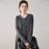 Nuevo Estilo Otoño/Invierno 2026 Cardigan de Cachemir Engrosado de Cuello Redondo Falso de Dos Piezas para Mujer Suéter de Punto Versátil para Mujer