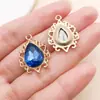 Colgantes Vintage de Piedras Preciosas Forma de Gota Más Vendidos Transfronterizos, Engastes de Aleación Huecos con Pedrería Multicolor, Accesorios para Joyería DIY al por Mayor