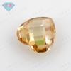 Huagang Gema en Forma de Corazón Doble Cara de Tortuga Color Circonita Cúbica Piedra Desnuda Doble Tortuga Plaid Cara Accesorios de Joyería