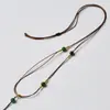 Cuerda de Cuero Trenzada Hecha a Mano Colgante de Oro Cuerda para Colgar Brújula de los Ocho Tesoros Cuerda Trenzada Colgante de Cabeza de Buda de Jade Cadena Estilo Simple