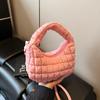 Bolso Nube Plisado de Moda para Mujer, Bolso Satchel Personalizado a Cuadros Acolchado, Verano 2025, Bolso Bandolera de Hombro de Color Puro