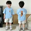 2026 Novo Estilo Camiseta Infantil Média e Grande Casual Manga Curta Verão Roupa Infantil Meninos Algodão Puro Manga Curta Fina Estilo Verão Roupa de Verão