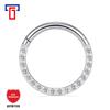 Titanio G23 Titanio Incrustación Lateral Anillo Cerrado Diamante Anillo Cerrado Aretes Sencillos para la Nariz Aleación de Titanio Joyería para Perforaciones