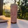 Copo de Água de Aço Inoxidável para Conservação Fria de Verão, Copo Duplo para Bebida Lily Café, Isolado a Vácuo com Cordão, Copo Térmico de Viagem de Aço Inoxidável