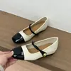 Sapatos Mary Jane Patchwork Brancos com Aumento de Altura Oculto para Mulheres, Novos Sapatos de Festa Estilo Francês Inspirados em Chanel Primavera/Verão 2026