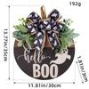 Colgante de placa de madera para puerta con diseño de fantasma blanco de Halloween transfronterizo, cinta negra festiva, placa de madera decorativa para ventana