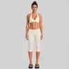 Conjunto de roupas fitness transfronteiriço para mulheres, top esportivo com gola halter, para corrida ao ar livre, ciclismo, Pilates, yoga, conjunto de calça cropped