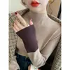 Suéter base original para mujer para otoño e invierno, estilo nuevo con cuello semi-alto, top de punto de cachemira, blusa de manga larga de moda