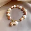 Pulsera de Gato de Perla de Agua Dulce de Forma Especial Barroca Pulsera de Moda Femenina Celebridad de Internet Pulsera de Perla de Agua Dulce Colorida