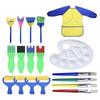 Conjunto de pintura infantil transfronteiriço paleta de pintura esponja de pintura carimbo pincel de grafite pincel conjunto de 18 peças