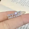 Anel Aberto Ajustável de Camada Dupla com Renda e Zircônia de Diamante Único Estilo Fresco de Alta Qualidade para Mulheres Anel Doce de Losango Ins