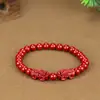 Pulsera de Pixiu de Cinabrio para Hombre Suministro para Transmisión en Vivo Alto Contenido Arena Dorada Púrpura Pulsera de Pixiu Estilo Popular
