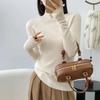 Outlet de Fábrica Sem Costura Gola Alta Metade Tricotado Camisa Base Feminina Outono e Inverno Novo Slim-fit Emagrecimento Suéter Interno