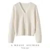 Cárdigan de Punto para Mujer, Cuello Versátil de Cachemira, Suéter de Cachemira a la Moda, Top Adelgazante Resistente para Otoño e Invierno con Bordado de Flores