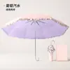 Nuevo paraguas de encaje con gancho curvo estilo coreano, recubrimiento colorido, ultraligero, protector solar, duradero, apto tanto para días soleados como lluviosos, paraguas al por mayor