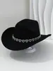 Chapéu Feminino Unissex Elegante de Luxo Leve com Strass Vazado em Forma de Coração, Chapéu Jazz Estilo Francês, Chapéu Cowboy de Noivado