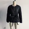 Comercio Exterior Transfronterizo Moda Estilo Europeo y Americano Otoño 2025 Nuevo Moda Casual Cuello Redondo Cintura con Cordón Diseño Chaqueta de Algodón