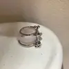 Anillo de Calcedonia Desmontable de Tres Capas con Diseño de Nicho, Anillo de Hueso de Perro Moderno y Único en Nuevo Estilo Chino