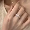Anel de Prata Esterlina S925 Estilo Doce Celebridade da Internet Borboleta Cravejado com Diamantes para Mulheres, Anel de Dedo Indicador Ajustável de Nicho de Alta Qualidade, Empilhável e Único