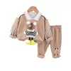 Conjunto de Outono para Bebê Meninos Novo Primavera e Outono Infantil Estilo Ocidental Outono Urso Tridimensional Casual Duas Peças Venda Direta