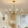Lámpara de Araña Estilo Francés, Lámpara de Vela de Cristal, Iluminación Retro para Comedor, Lámpara de Vela Minimalista Moderna Estilo Americano para Sala de Estar