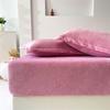 Colcha de terciopelo de leche color liso funda de colcha sábana funda protectora para lavado funda de almohada tres piezas engrosada completamente rodeada