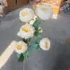 Decoración para el Hogar Floral Color Champagne para Mesa de Café de Sala de Estar, Arreglos Florales para Bodas, Decoración de Pared de Fondo para Bodas, Piezas de Arte con Flores Artificiales
