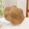 Sombrero de Paja de Playa de Verano para Mujer con Ala Ancha, Sombrero de Protección Solar para Uso en Exteriores, Sombrero para el Sol, Sombrero Parasol, Al por Mayor en Stock