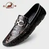 Mocassins Casuais Masculinos com Padrão de Crocodilo, Sapatos para Dirigir, Sapatos de Couro Slip-On para Jovens