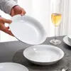 Platos de Porcelana de Alta Gama de Jingdezhen para Uso Doméstico, Platos Blancos Puros para Poner la Mesa en Hoteles, Platos de Estilo Occidental, Platos Hondos, Platos para Sopa, Cuencos y Platos que No Retienen Aceite
