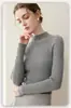 Suéter de punto 100% cachemir de primera línea listo para usar, cuello semi-alto, acanalado, top otoño/invierno, tejido, para mujer, color liso, elegante, simple, jersey