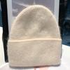 Gorro de Piel de Conejo Tejido para Mujer, Mismo Estilo que Bai Lu, Gorro Blanco de Lana para Otoño e Invierno, Gorro Cálido para Mujer, Estilo Coreano, Hace que la Cara Parezca Más Pequeña