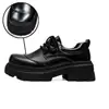 Sapatos Derby masculinos britânicos vintage, estilo old money, sapatos com sola grossa para aumentar a altura, sapatos de couro pretos puros com cadarço, bico largo, sapatos Mickey