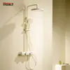 Juego de Ducha de Cobre Completo con Estante de Almacenamiento, Cabezal de Ducha con Tres Configuraciones y Potenciador de Presión, Cabezal de Ducha de Cobre Completo con Potenciador de Aire