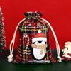 Novo Natal xadrez saco de algodão janela cordão espartilho saco de doces de Natal Natal xadrez de algodão espartilho bolso