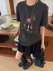 Camiseta de Manga Corta con Cuello Redondo Estilo Dibujos Animados de Pony para Mujer, Primavera/Verano 2026, Estampado de Pony Blanco, Top Casual Holgado de Algodón Puro