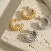 Moda Europea y Americana Pendientes de Aro de Moda en Forma de C Roscados Estilo de Lujo Ligero Simple Versátiles Pendientes de Acero Inoxidable para Mujeres