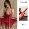 Lencería Deseo Puro Correas de Mariposa Encaje Tentación Malla Camisón Pasión Transparente Uniforme Talla Grande Percha Nocturna Carmesí Fragancia