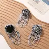Patch de Tecido Leopardado com Franjas e Contas de Arroz Outono e Inverno Vintage Flor Rosa para Grampo de Cabelo Presilha de Cabelo Acessório de Cabelo Broche Flor para Roupa