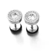 Venta caliente moda retro disco grano de la Gran Muralla diamante redondo acero de titanio clavo de oreja clavo de cartílago joyería de oreja al por mayor