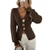 Cárdigan de punto abotonado con cuello en V, estilo minimalista, para mujer, ropa europea y americana transfronteriza, abrigo suéter de manga larga a la moda para mujer