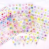Lindas Pegatinas de Uñas de Estrella de Macarrón Colorida Dopamina Estrella de Cinco Puntas Corazón de Verano Calcomanías Faciales para Uñas Portátiles