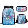 Mochila Estampado Creativo para Estudiante Set de Tres Piezas Serie Mariposa 3D Mochila Combinada de Gran Capacidad para Computadora para Hombre y Mujer